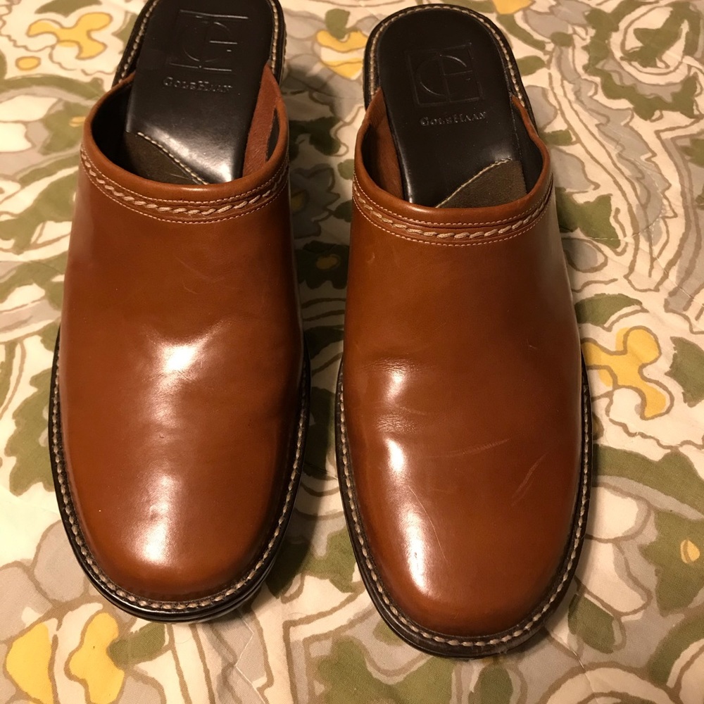 Cole Haan sz 7.5 leather mules wedge heel